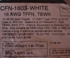 40 ft. TFFN/TEWN/MTW Stranded Copper Wire #16 AWG White w/Blue Stripe. Rare find