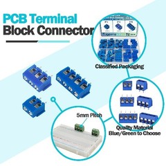 72PCS 5mm Pitch PCB Mount Screw Terminal Block Connector 2Pin 3Pin 4Pin Blue