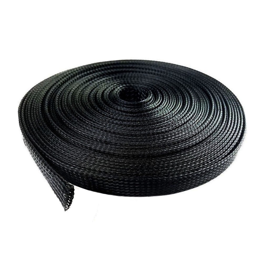 BLACK 100 FT 1/8″ EXPANDABLE WIRE CABLE SLEEVING SHEATHING BRAIDED LOOM TUBING