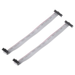 2Pcs 2.54mm Pitch IDC 10 to 16 Pins Dual Female Flat Ribbon Cable 20cm 7.9″ Grey
