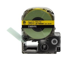 Epson LABELWORKS 236BYPX PET (Polyester) Tape Cartridge – Black on Yellow Lab…