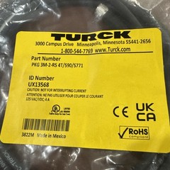 Turck U-0930-59 Cordset, PKG 3M-2-RS 4T/S90/S771 UX13568 Cable