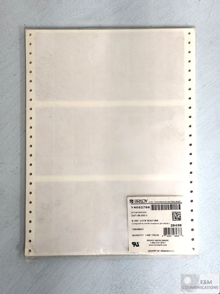 DAT-39-292-1 BRADY 1000 PACK OF DATAB MARKERS FOR DOT MATRIX PRINTER NEW SEALED