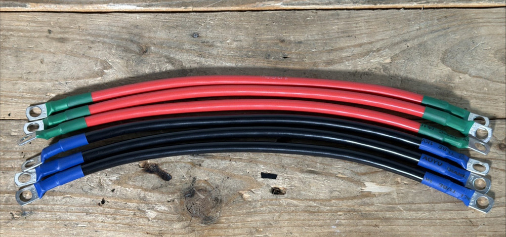 12V 6AWG Battery Cables, 6Pcs, 30cm/12in, 3/8″ Terminals for Solar Inverter