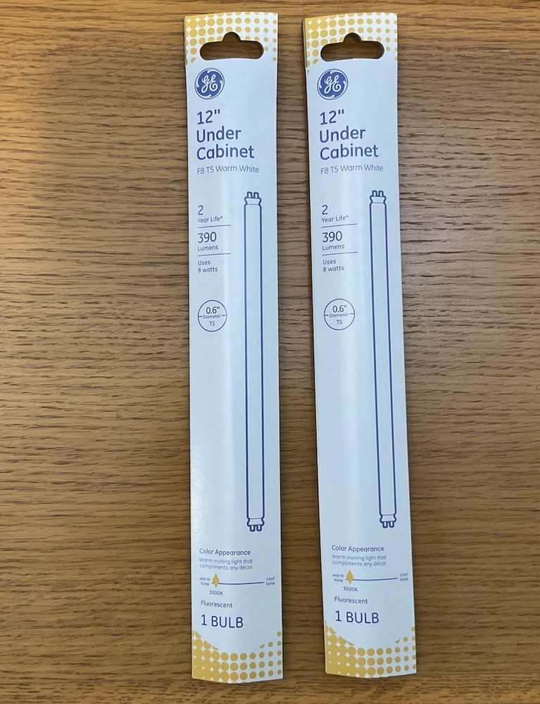 2 Pack (Pair) Fluorescent Light Bulb, Warm White 390 Lum, 12 In., 8 Watt – 25425