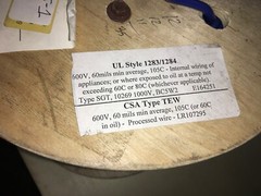 MTW-8G-07 wire, 8G (19XBC), MTW, BLU, on spool over 100’ still, 20lbs with spool