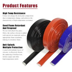 Silicone/Fiberglass Fire Sleeving Red/Black/Blue High Temp Insulation Sleeve