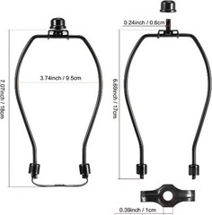 7 Inch Lamp Harp Kits Polish Black Finish 3/8 Inch Saddle Base Holes Light Duty