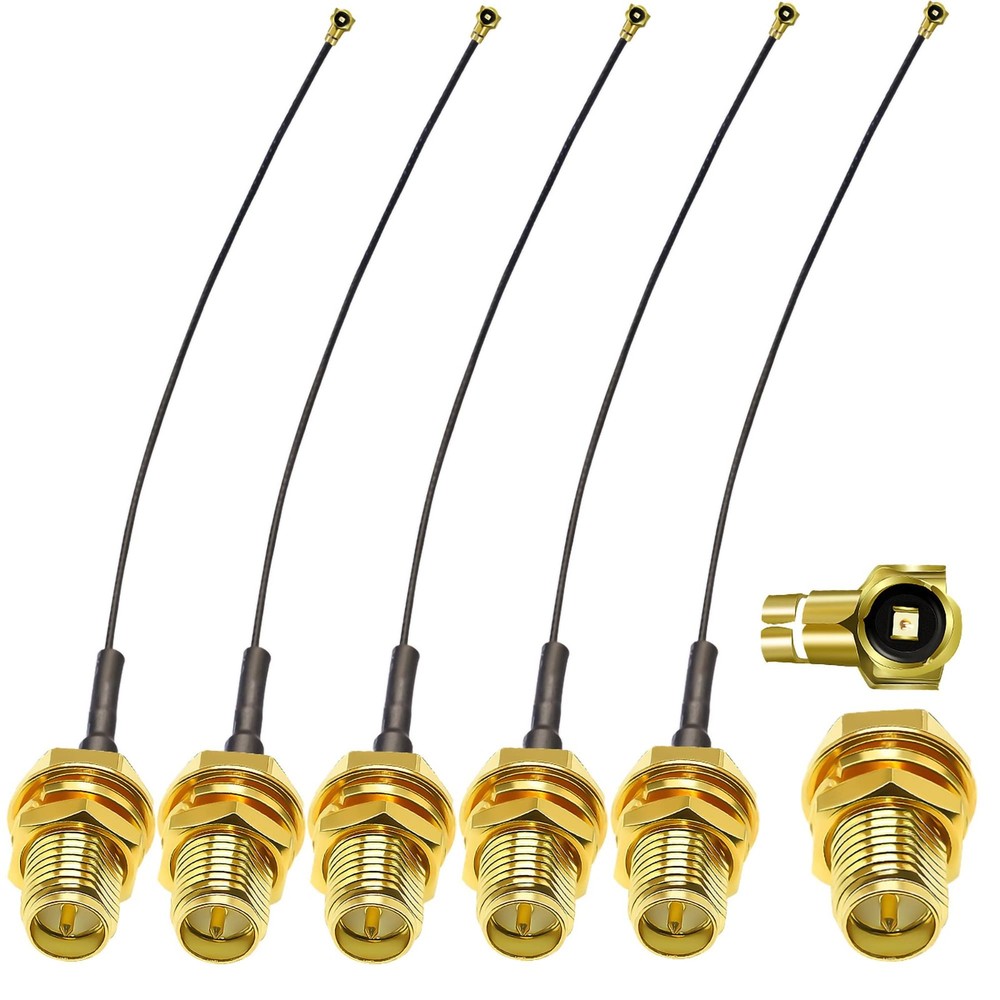 TUOLNK 5PCS IPX MHF4 to RPSMA Antenna 0.81mm Coax Cable, 6inch, black