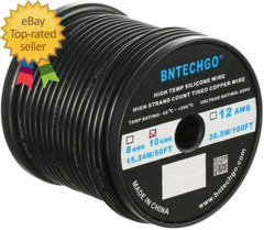 10 Gauge Silicone Wire Spool 50Ft Red and 50Ft Black Bundle
