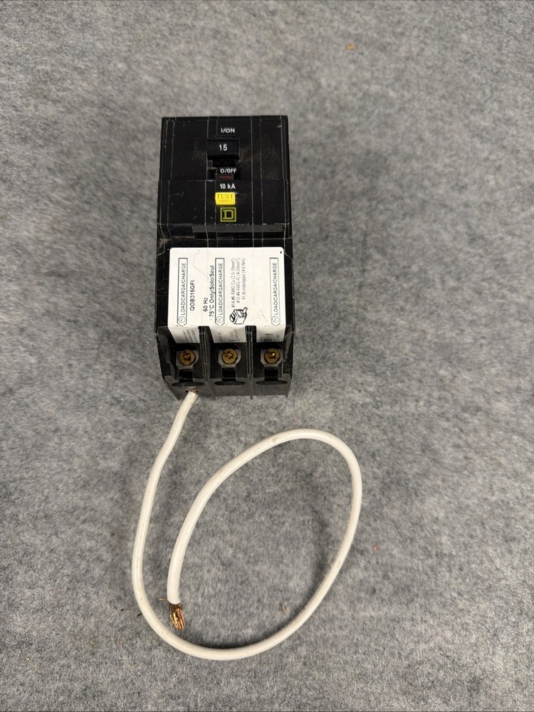 Square D QOB315GFI Bolt On Circuit Breaker, 15 Amps, 3 Pole, GFI