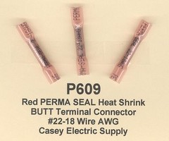 20 Red PERMA SEAL Heat Shrink BUTT Terminal Connector 22-18 Wire Gauge AWG MOLEX