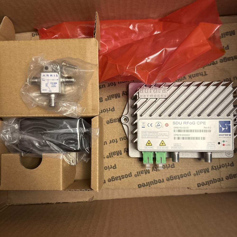 Aurora RFOG SDU 1g To 10G PON with power pack and power inserter
