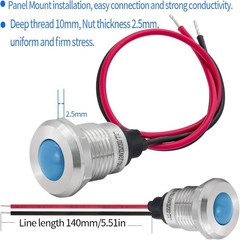 UL Listed Indicator Light 12mm LED Lamp 140mm Wire Pilot Lights Waterproof IP67