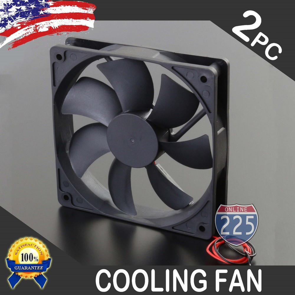 2PCS 6″ Square Cooling Fan with 1″ Depth 12 Volt Rotary Amplifier Computer QUIET