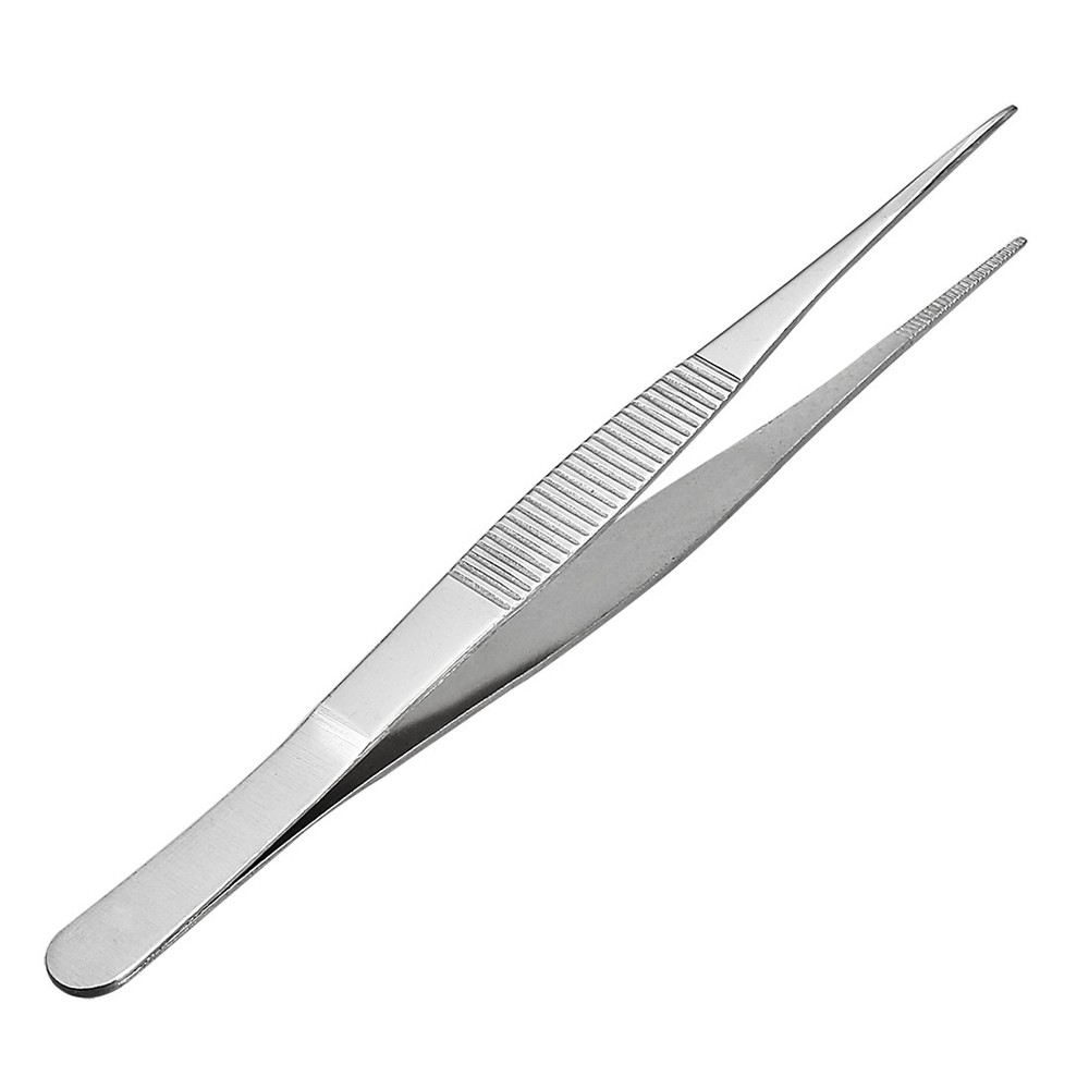 7-Inch Stainless Steel Straight Pointed Tweezers with Serrated Tip