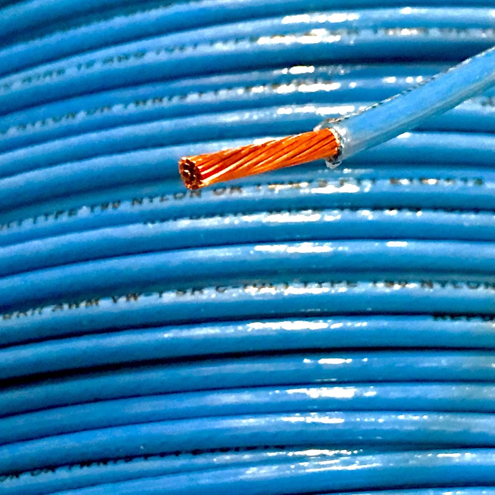100 FT 14 AWG BLUE THHN THWN THWN STRANDED COPPER BUILDING WIRE