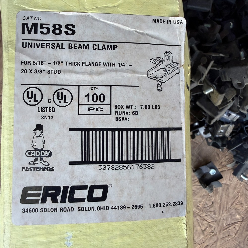 Lot of 48 Caddy M58S 1/4″ Rod, 5/16 to 1/2″ Flange Clip Universal Beam Clamp
