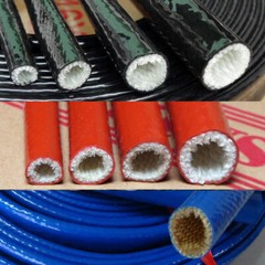 Silicone / Fibreglass Fire Sleeving Protective Heat Shield Sleeve Black Red Blue
