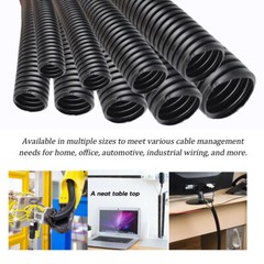 Corrugated Conduit Cable Sleeve Split Wiring Loom Insulation Flex Tubes Wrap Lot
