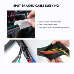 Cable Protectors Resist High Temp Self-Closed Split Braided Wire Sleeving Tube