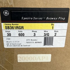 *New Unopened* GE SPECTRA SB361RGR 30A 600V 3PH 3/G FUSIBLE BUS PLUG