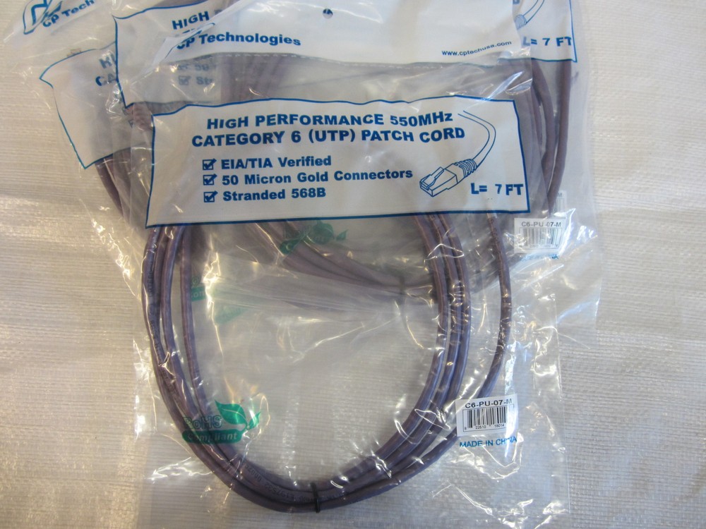 5 – CP TECHNOLOGIES PATCH CORDS C6-PU-07-M , L-7FT