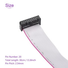 20Pins 30cm IDC Wire Flat Ribbon Cable FC to FC Jumper Wire for Computer LED DVD