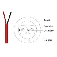 1000FT 16AWG/2C Unshielded Fire Alarm Cable Solid Bare Copper Wire FPLR Cord Red