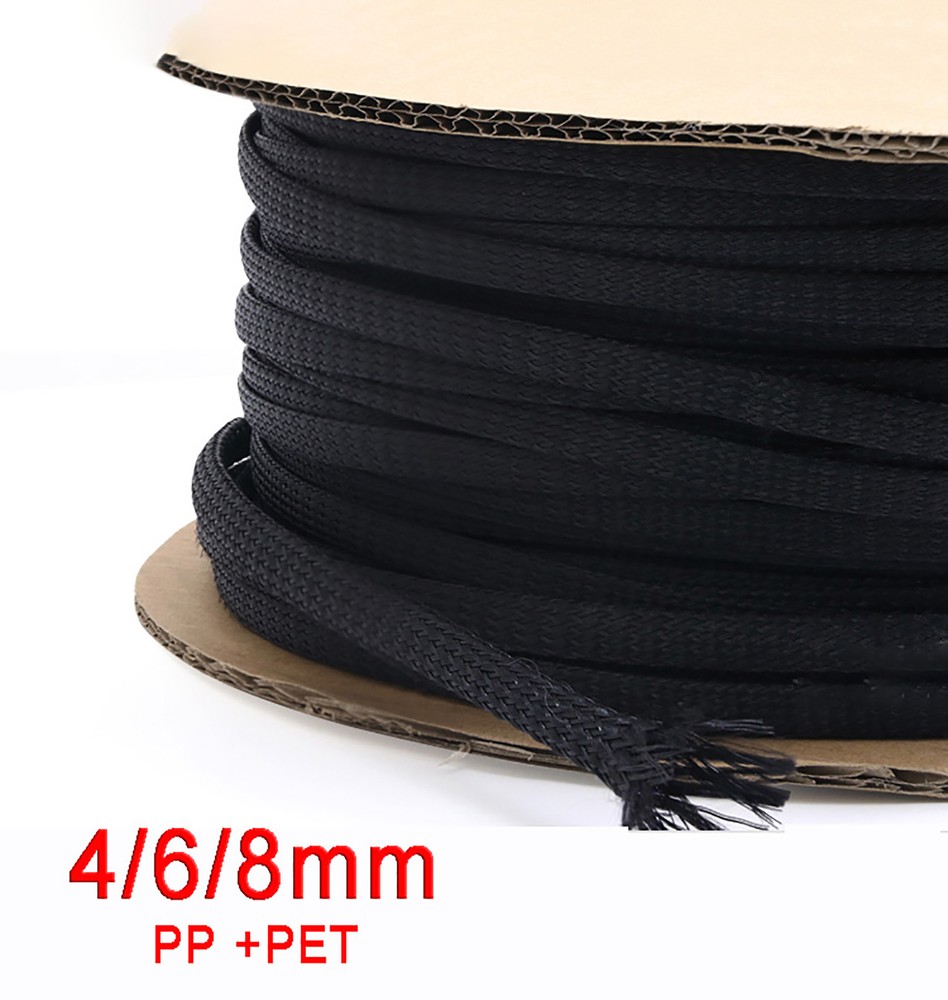 Black Expanding Braided Sleeving (Cotton Yarn + PET) – Cable Bundling Protection