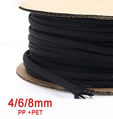 Black Expanding Braided Sleeving (Cotton Yarn + PET) – Cable Bundling Protection