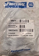 LOT of 8 Fastenal 48671: 5-3/8″ x 3-1/2″ Zinc Finish 4-Hole Tee Plates