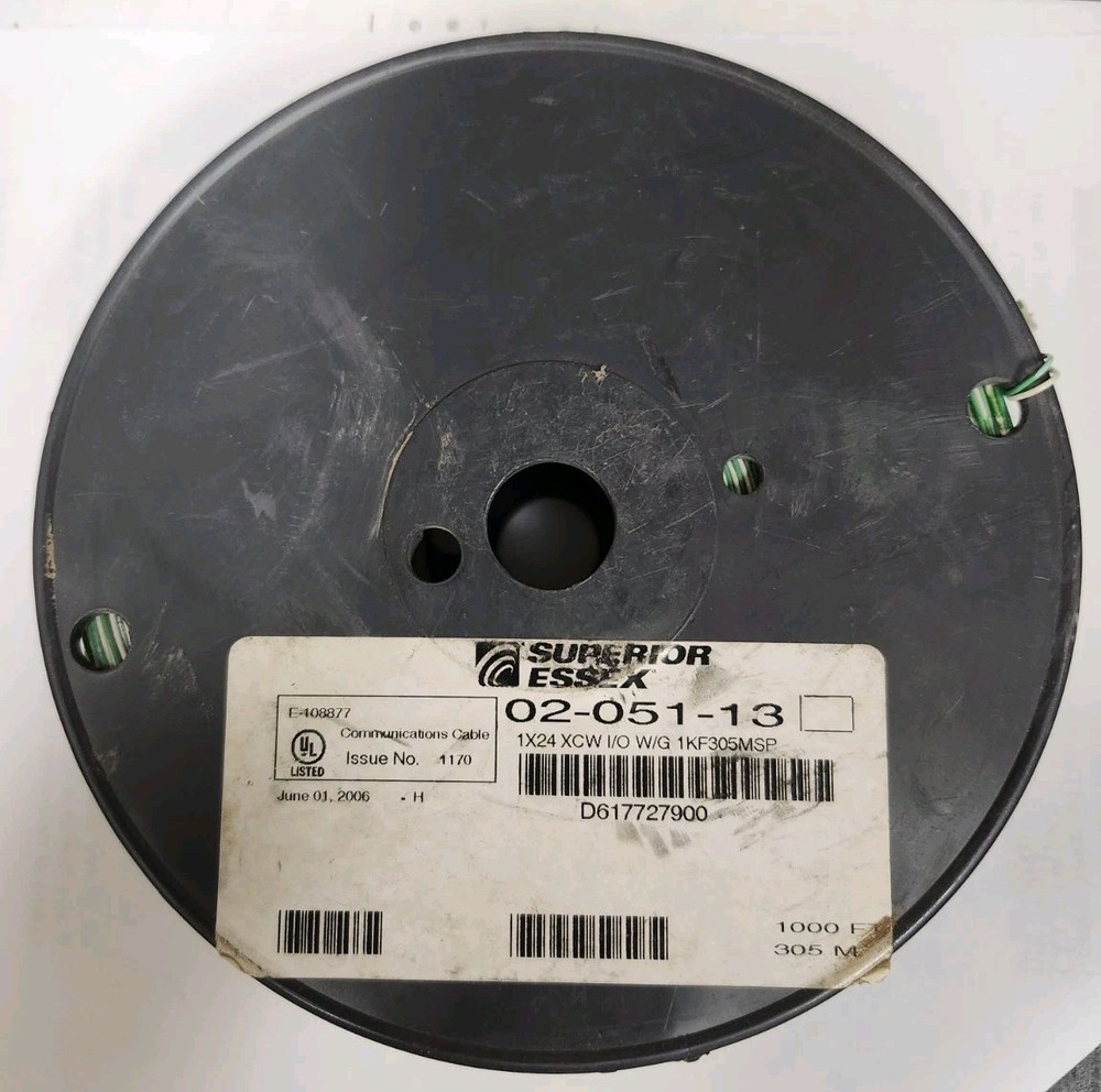 New Superior Essex 02-051-13 Cross Connect Wire 1000ft 1 Pair Green/White