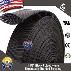 5 FT. 1 1/2″ Black Expandable Wire Cable Sleeving Sheathing Braided Loom Tubing