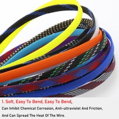 PET Nylon Braided Tube 3mm Bis 50mm Width Car Audio Cable Wire Sleeving Sheath