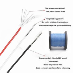 PTFE Cable Wire 26 28 30 32 34 36 38 40AWG Flexible Tinned Copper Cable UL10064