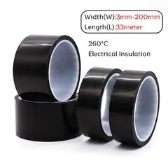 Black Kapton Polyimide Tape Heat Resistant Adhesive Insulation 3mm – 200mm Width