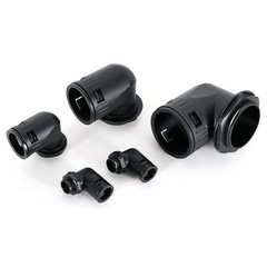 Nylon Corrugated Conduit 90° Elbow Connector Fitting For Corrugated Cable Tubing