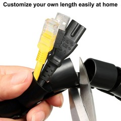 10mm Flexible Spiral Tube Cable Wire Wrap Computer Manage Cord 9M Length Black