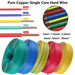 Pure Copper Single Core Hard Wire BV 1.0mm²~10mm² PVC Insulated Wire 5 Colors