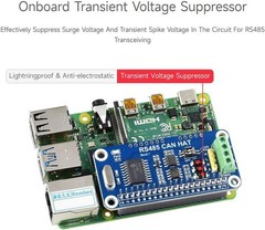 RS485 CAN HAT for Raspberry Pi MCP2515 SN65HVD230 SP3485 UART SPI Module