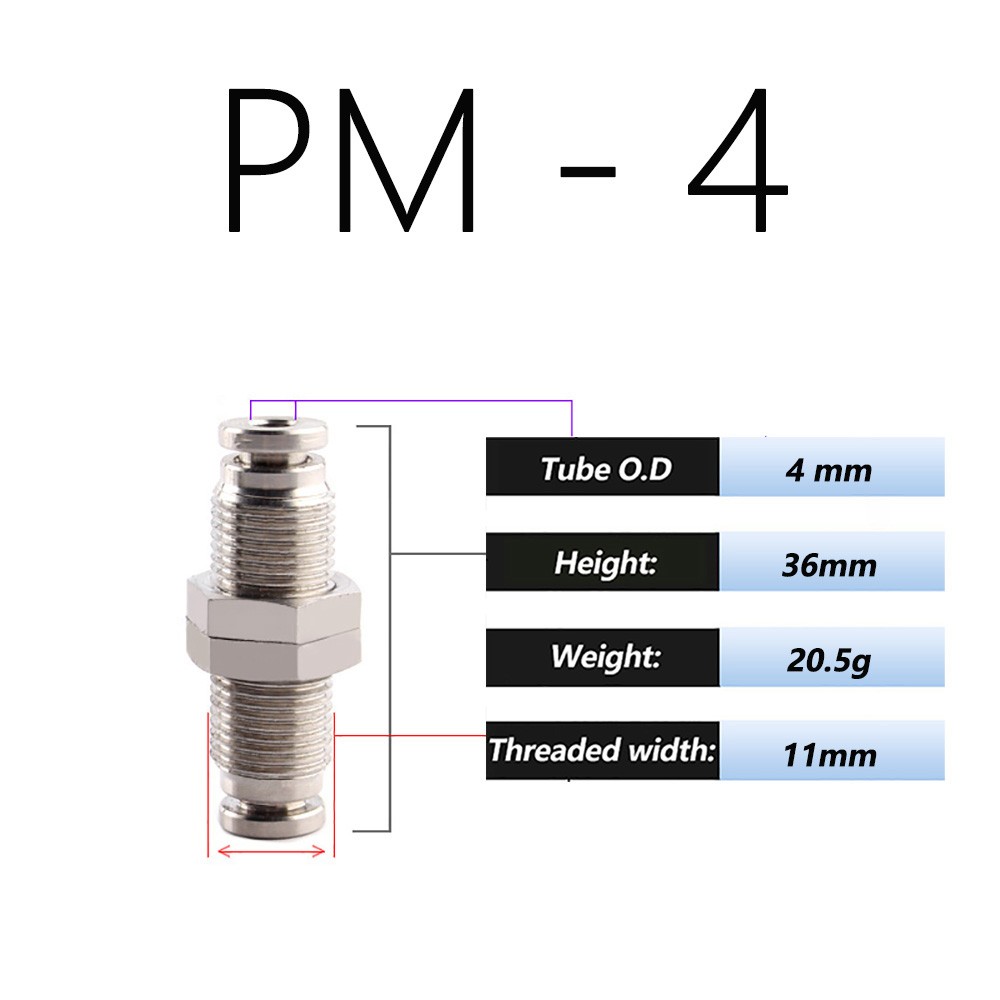 Pneumatic Push-in Fittings Tube Hose Bulkhead Connector A2 Stainless PM 4-16mm