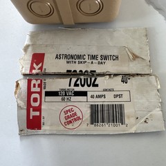 Model 7200z Tork Astronomic Time Switch 40AMPS 120 VAC 60Hz Untested -Skip A Day