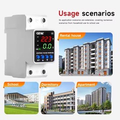 GEYA GPS6 Digital Display Voltage Current KWH Protector Protect 2P 63A 110V