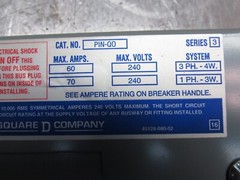 SQUARE D, PINQO, 100A CIRCUIT BREAKER BUS PLUG, 60A/240V/3PH, NIB! MAKE OFFER!!
