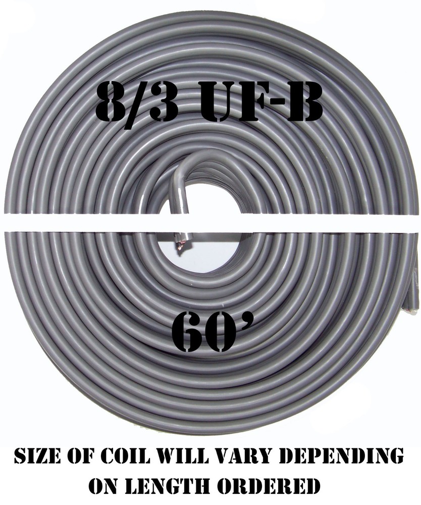 8/3 UF-B x 60′ Southwire Underground Feeder Cable