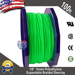 100 FT 1/8″ Green Expandable Wire Cable Sleeving Sheathing Braided Loom Tubing