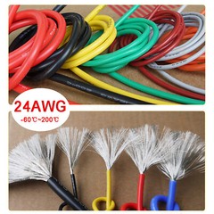 24AWG 0.2mm² Flexible Silicone Cable, HIGH TEMP 200℃, 0.08mm Tinned Copper Wire