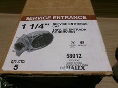 New Box of 5 Halex 58012 1 1/4″ Service Entrance Cap AK