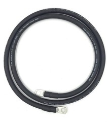2 AWG Ultra Flex EPDM Battery Cable/99.9% Copper/ 2ft -24in /Black-3/8” Lugs